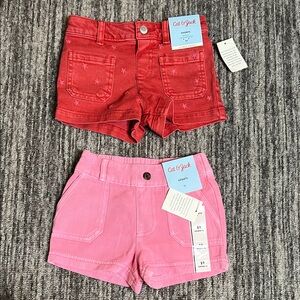 Cat & Jack Kids' Red and Pink Star Shorts Set Size 2T